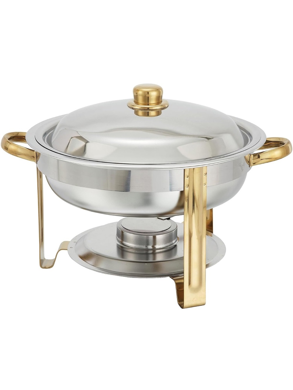 Stainless Steel Chafing Dish with Gold Handles and Legs